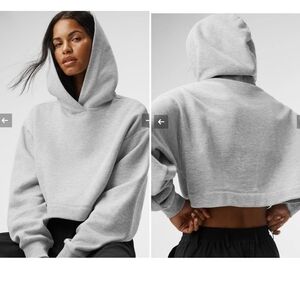 ALO Yoga Cropped Hoodie in Taupe Beige SIZE S